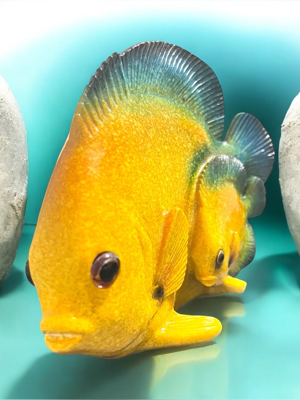 Yellow resin Fish Figurine Décor - Bright Yellow Accent